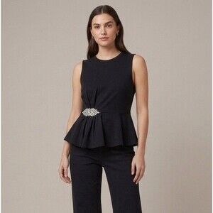 NWT Express Black Peplum Sleeveless Jewel Embellished Top Women’s Size XS NEW